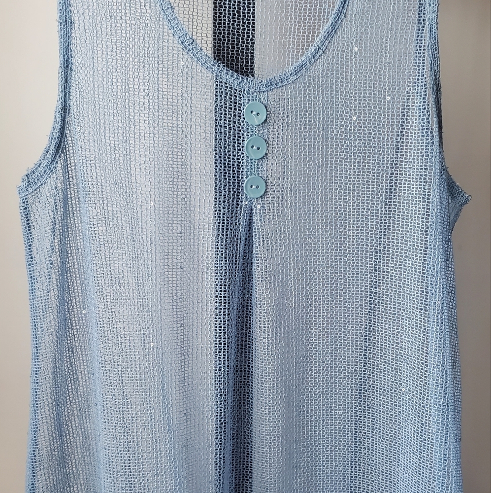 Blue Sleeveless Knit Top